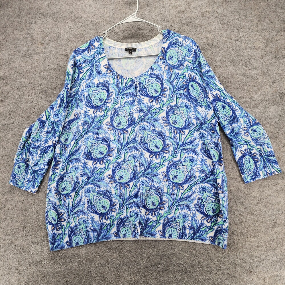 Talbots Shirt Womens 2X Button Up Blue Floral